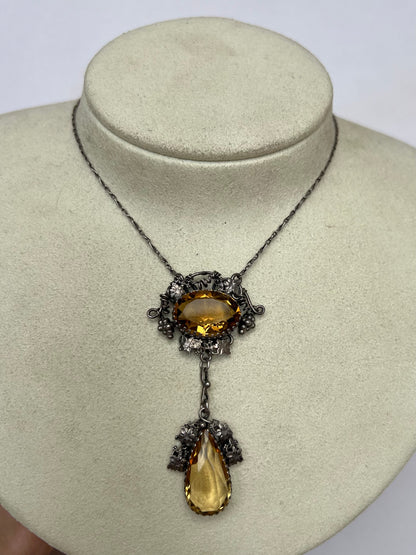 Silver Arts & Crafts Citrine Necklace