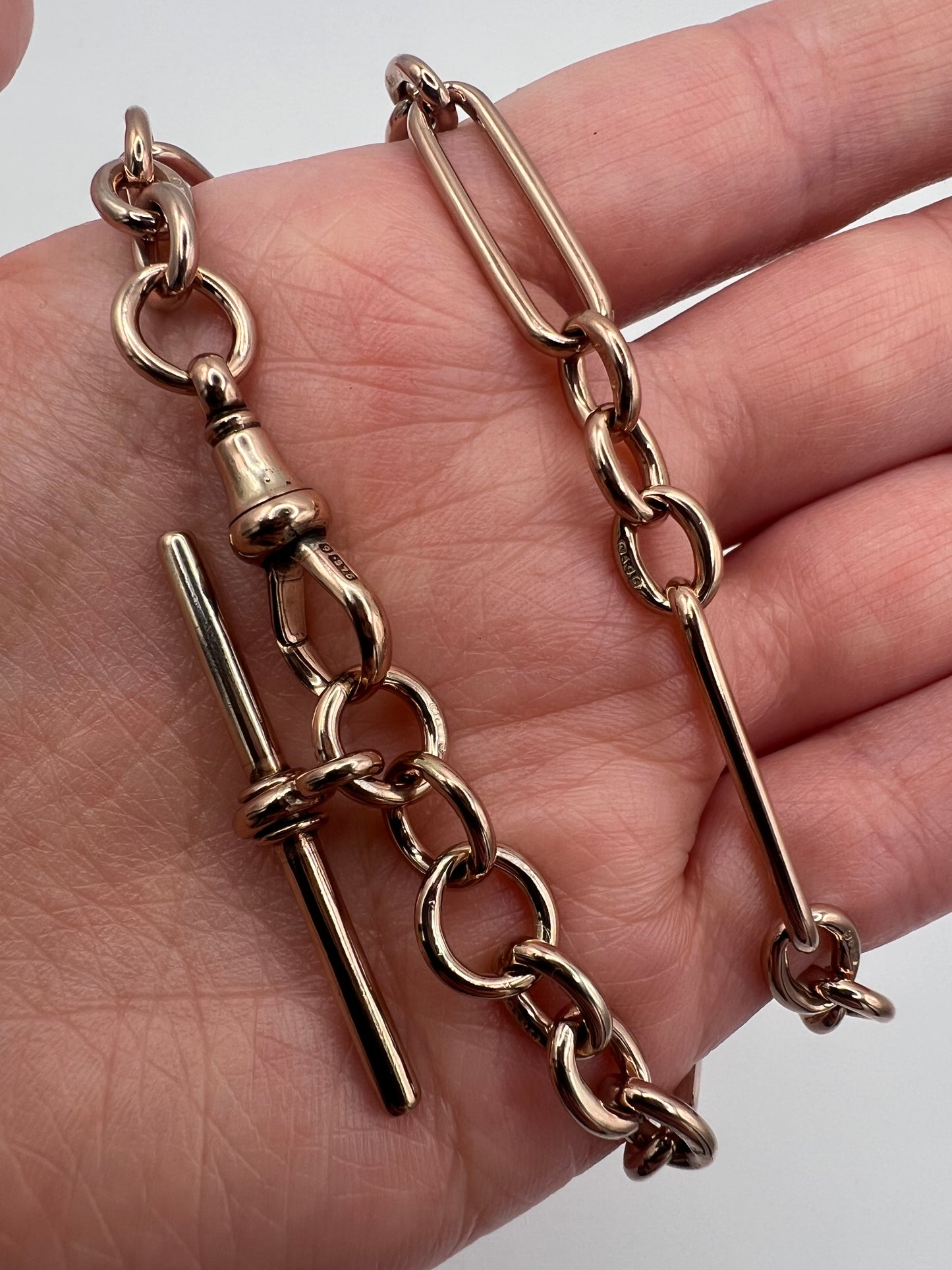 Please Enquire For Price - 9ct Rose Gold 30.78g 38cm Trombone Paperclip Link Chain