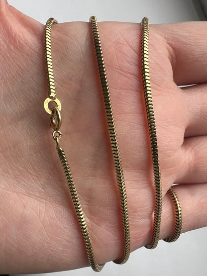 Long 65cm Vintage Heavy 13g 14ct Solid Gold Snake Chain