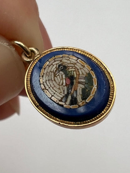 Micromosaic 18ct Gold Bird Pendant