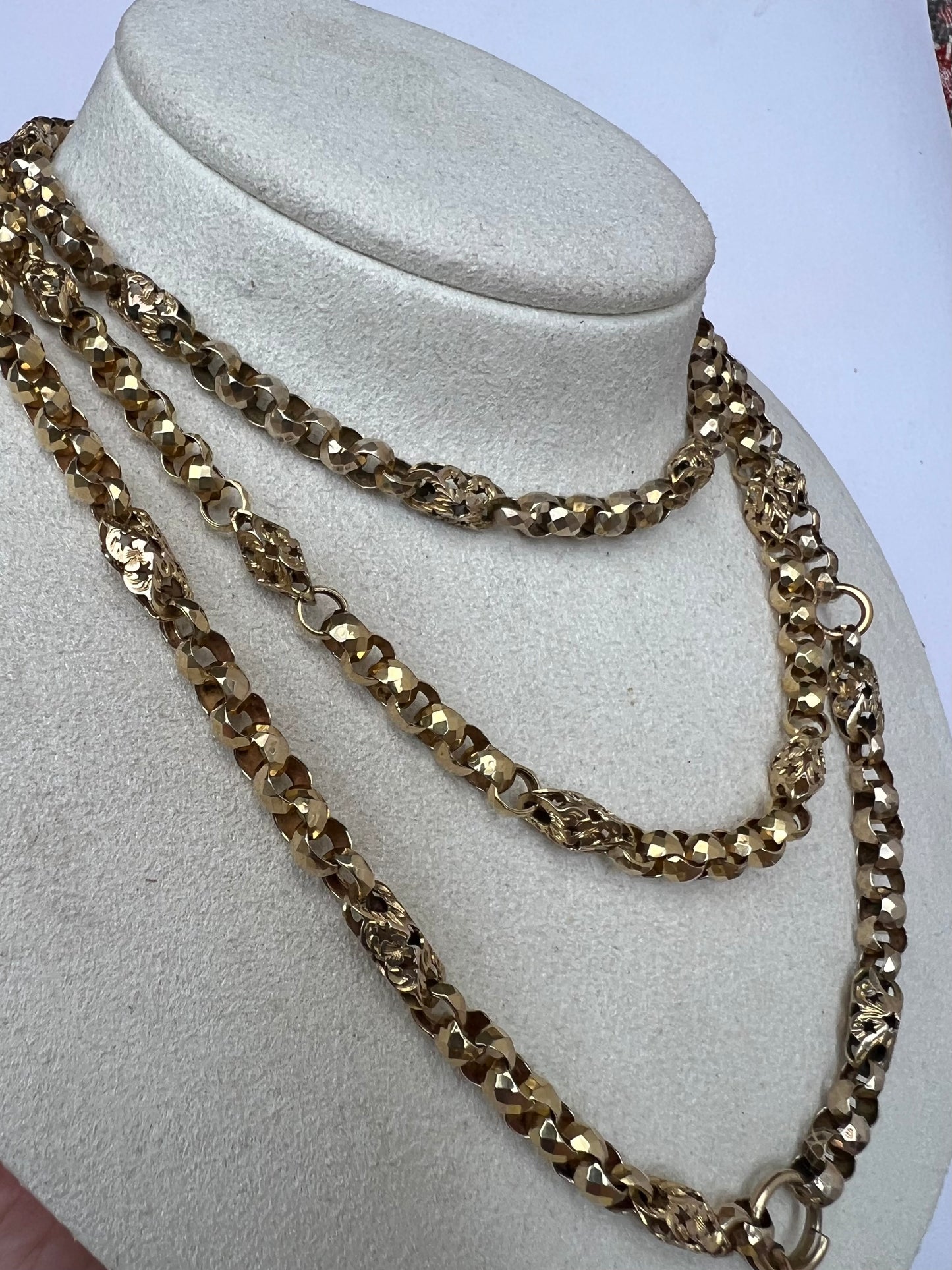 Victorian Fancy Link 9ct Gold Albert Chain Necklace. Reserved, please enquire