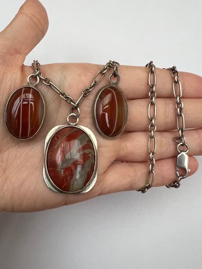 Scottish Arts & Crafts Silver Agate Pebble Necklace
