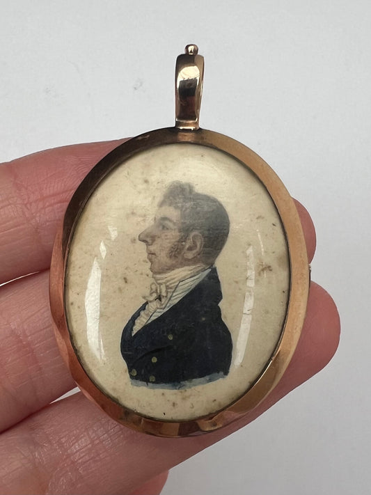 Regency Portrait Georgian Rose Gold Locket Pendant