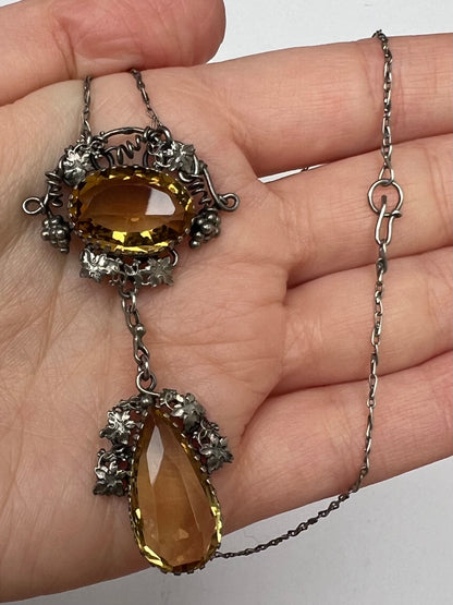 Silver Arts & Crafts Citrine Necklace