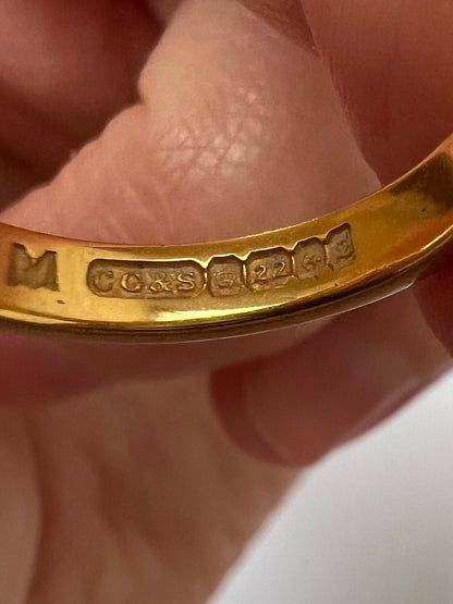 Vintage 22ct Gold Donut Wedding Band Ring 1965 Charles Green & Sons