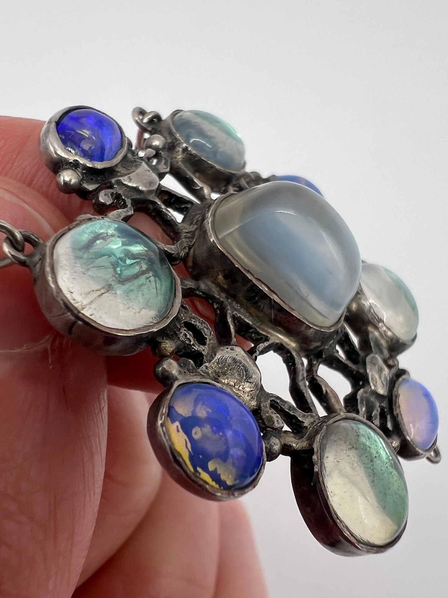 Arts And Crafts Silver Moonstone Necklace & Chain Attr Sybil Dunlop