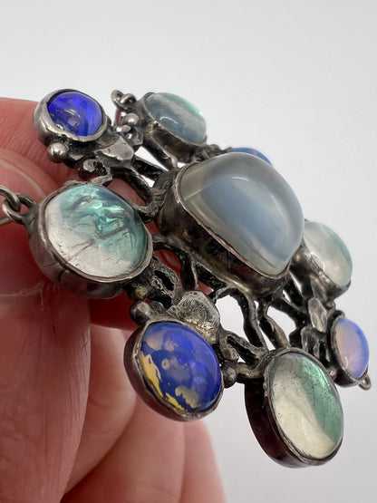 Arts And Crafts Silver Moonstone Necklace & Chain Attr Sybil Dunlop