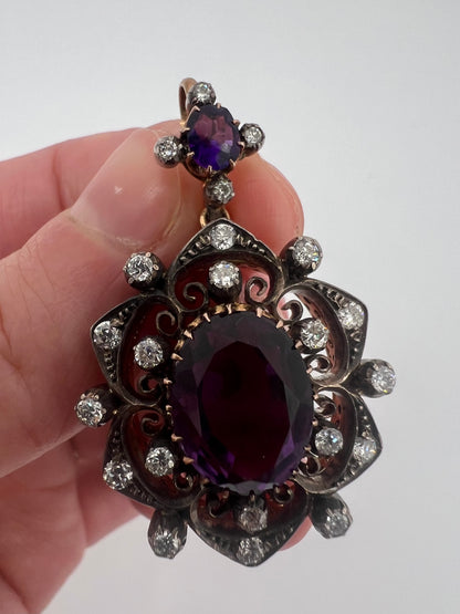 Belle Epoque Amethyst Diamond Pendant