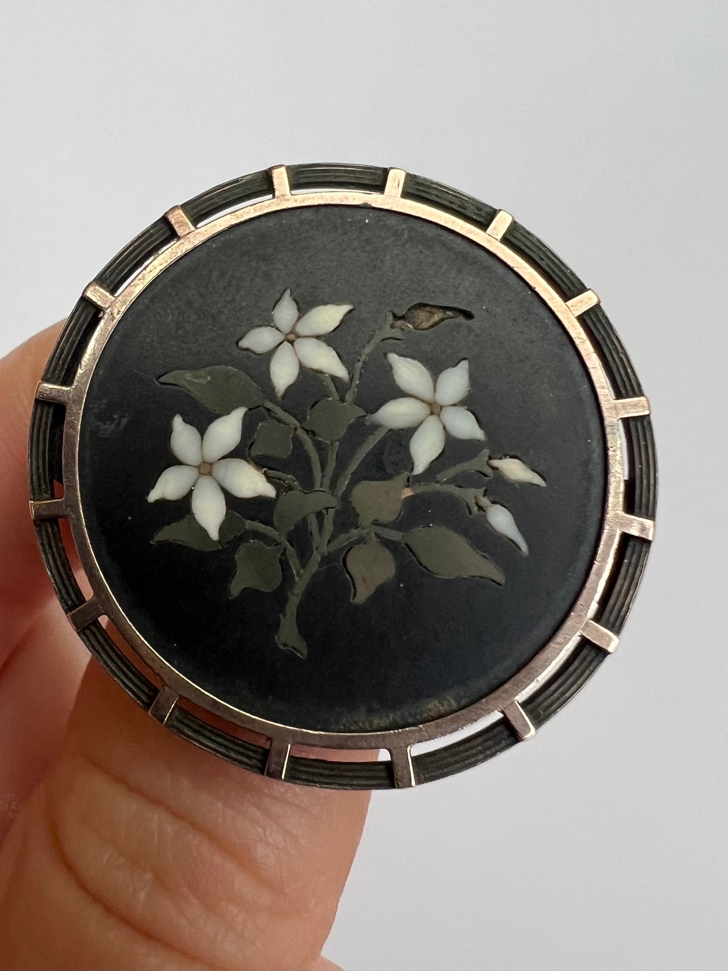 Italian Grand Tour Pietra Dura Lilly Of The Valley Brooch