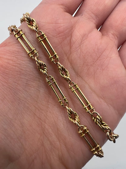 RESERVED - Please Enquire For Price - Fancy Trombone Fetter Link Albert Chain Necklace
