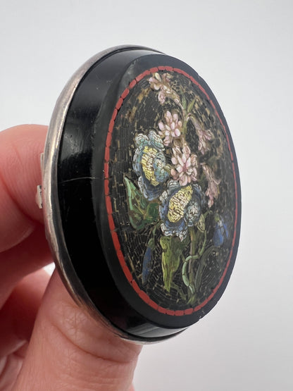Beautifully Detailed Italian Micro Mosaic Flower Grand Tour Brooch