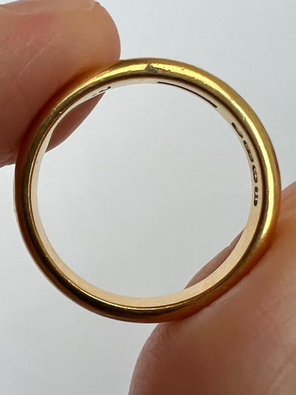 1856 Heavy Antique 22ct Gold Wedding Band Ring Size 7.5 / P
