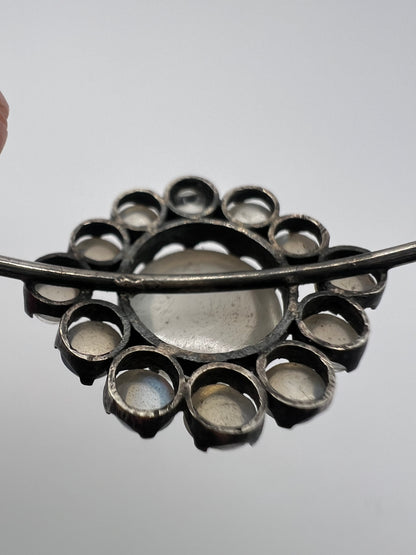Arts And Crafts Simple Silver Moonstone Daisy Cluster Bangle