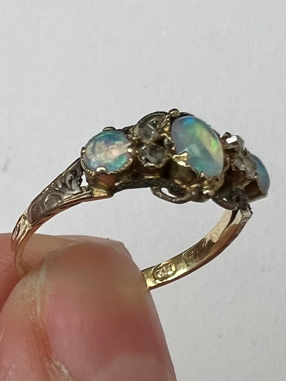 12ct Gold 1791 Opal Diamond Ring...Please read description!
