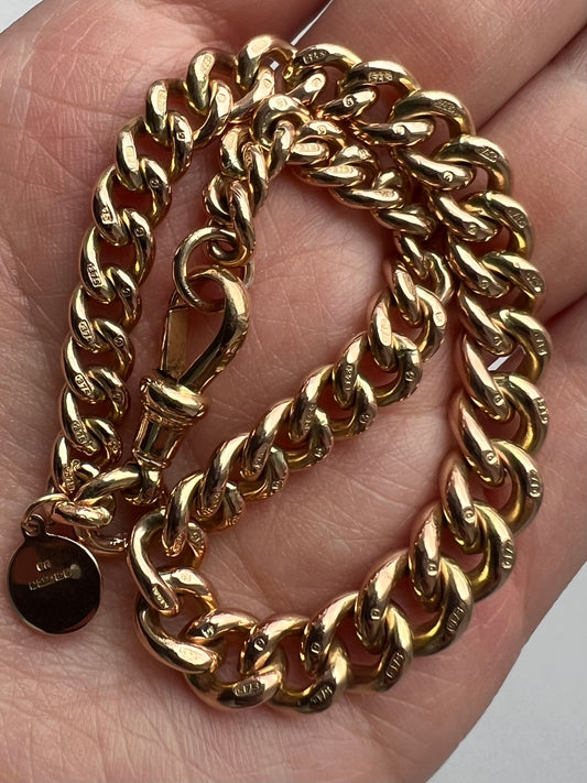 Antique Rose Gold Albert Chain Curb Link Chunky Bracelet Gents or Unisex