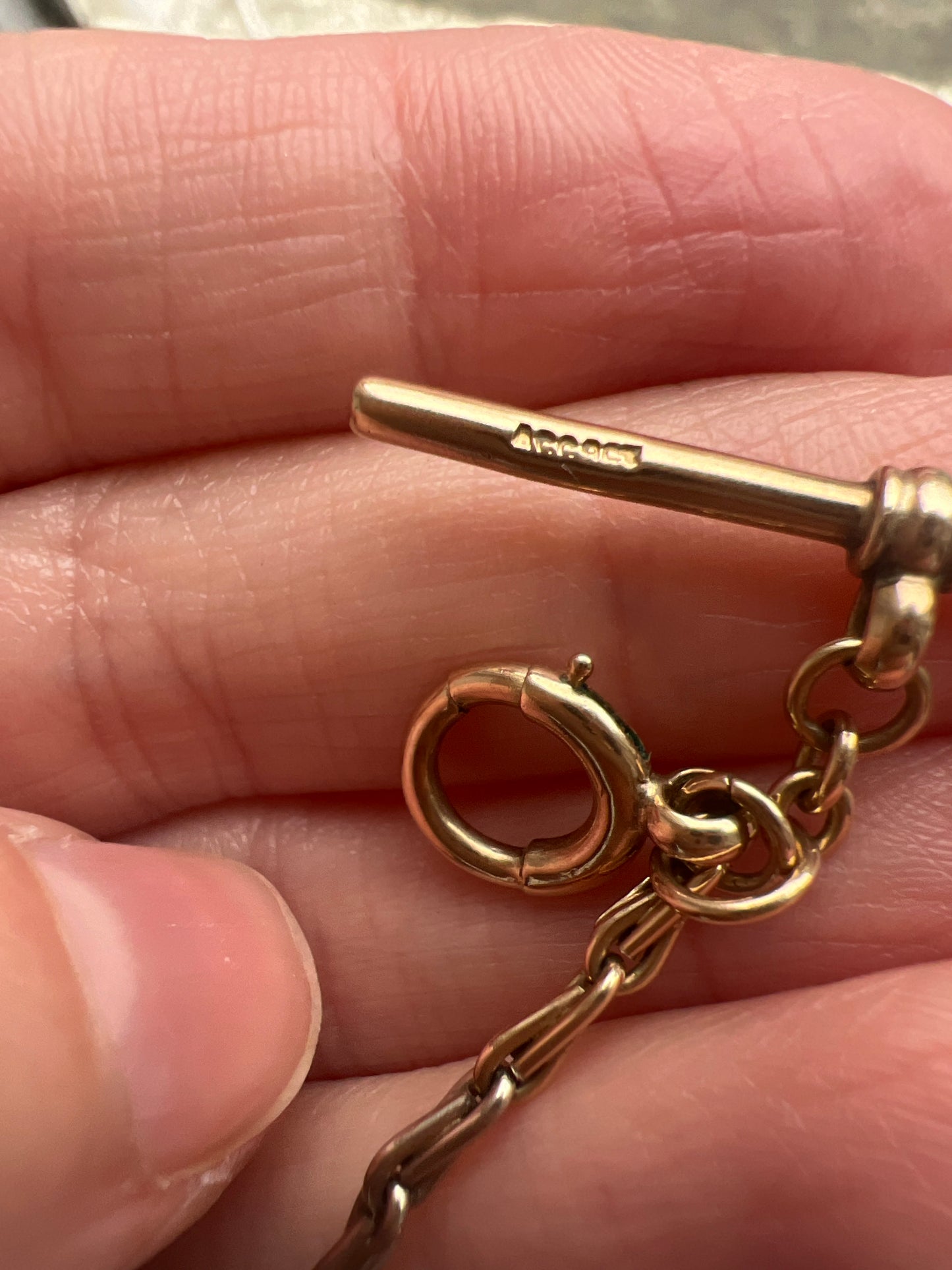 Art Deco 2 Tone Rose White Gold Hayseed Link Albert Watch Chain