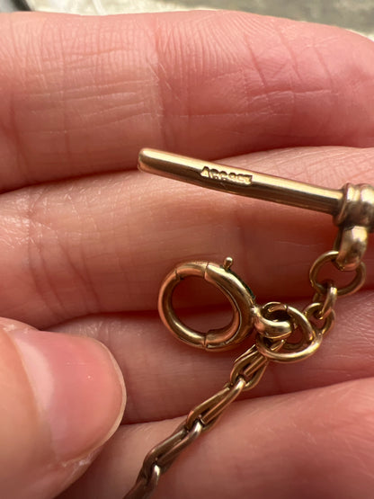 Art Deco 2 Tone Rose White Gold Hayseed Link Albert Watch Chain