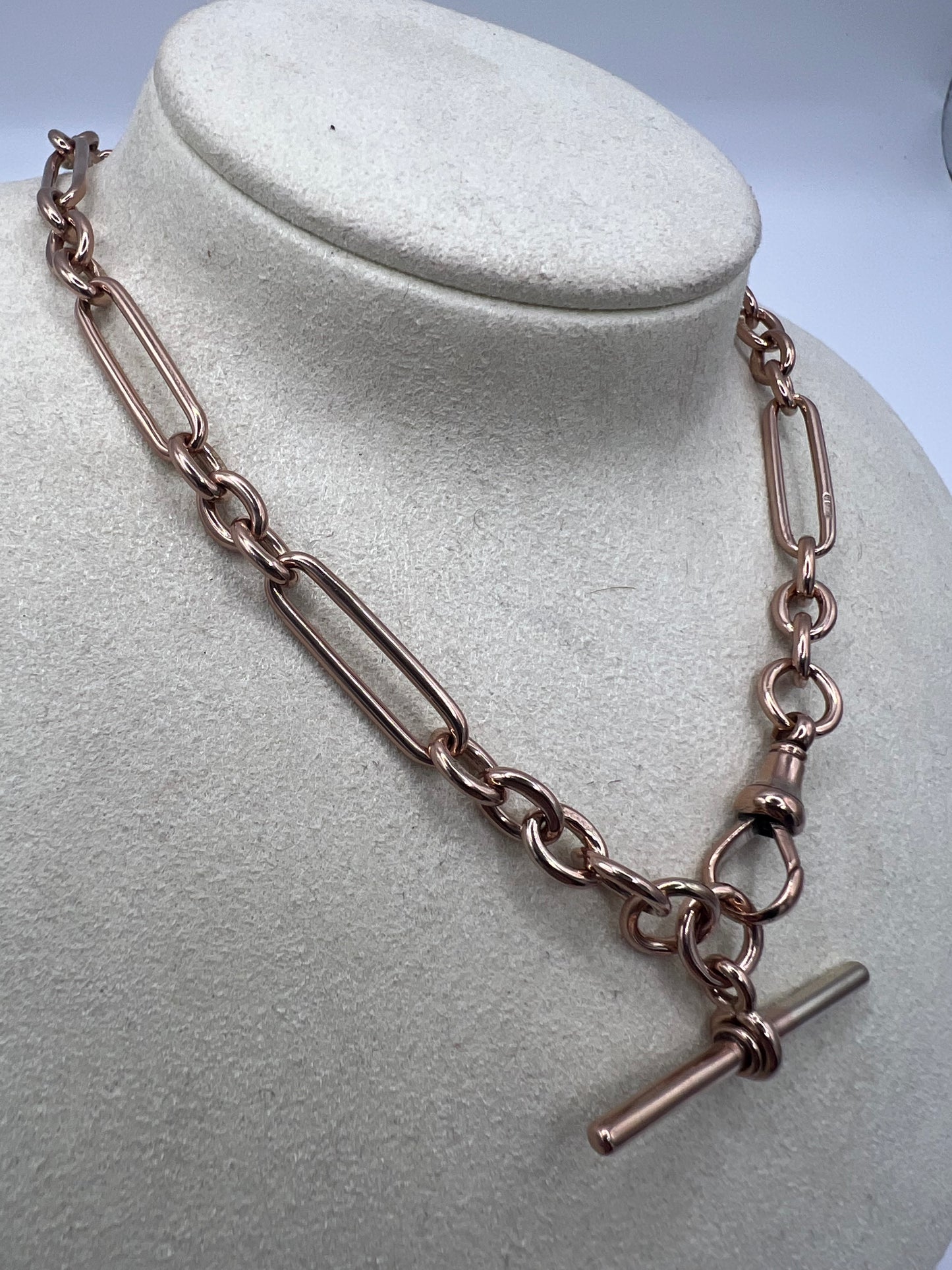 Please Enquire For Price - 9ct Rose Gold 30.78g 38cm Trombone Paperclip Link Chain