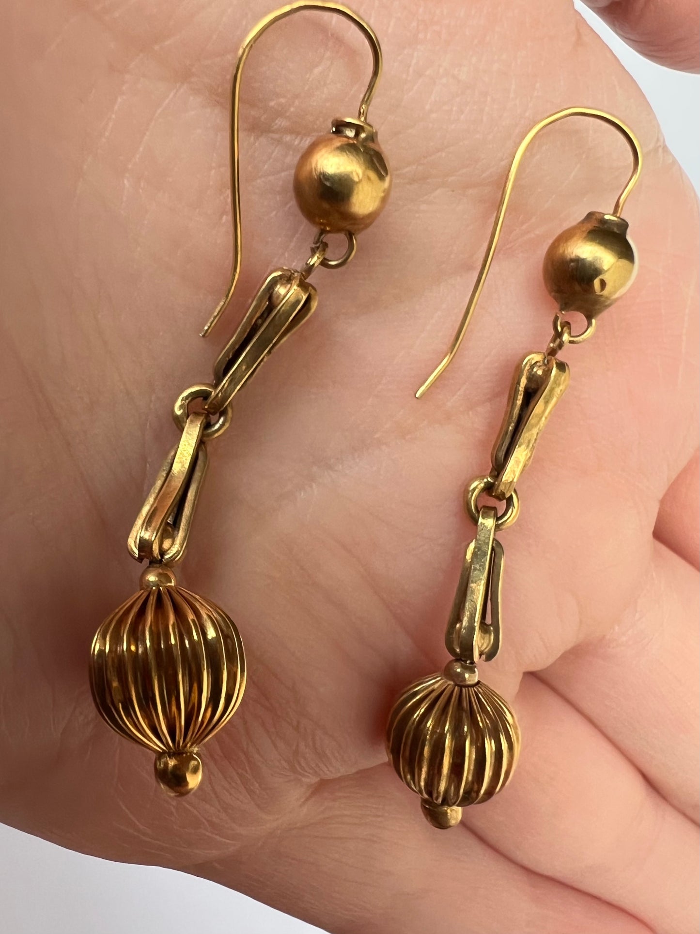 Typically Victorian Gold Ball Drop Dangly Earrings