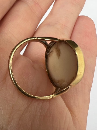 Unusual Antique Cameo Gold Pinky Ring