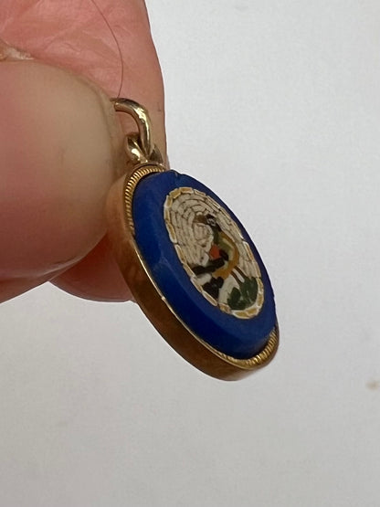Micromosaic 18ct Gold Bird Pendant