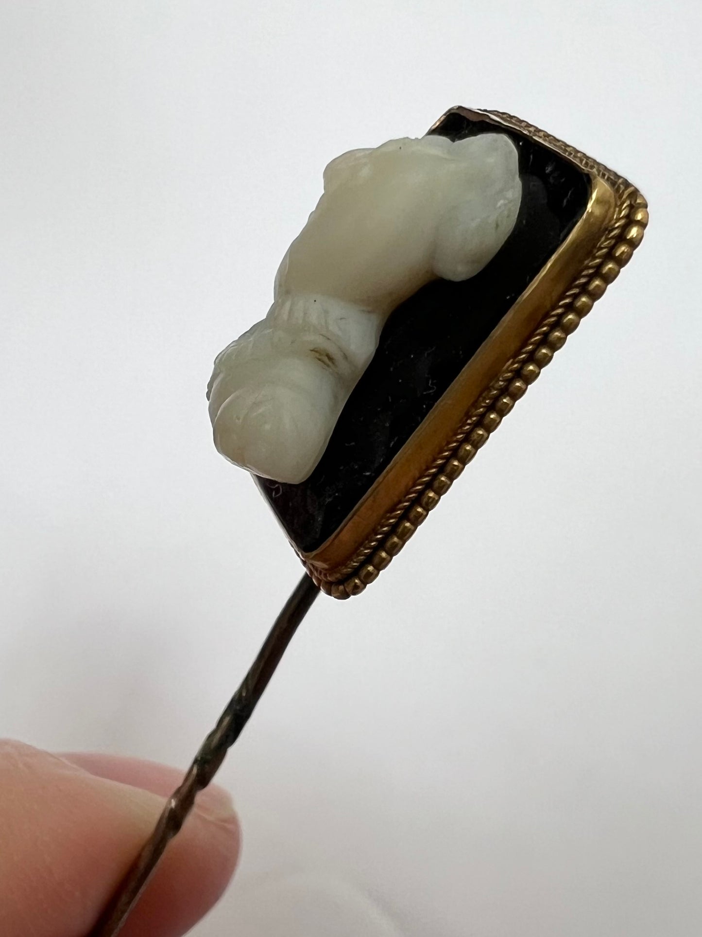Well Carved Banded Agate / Onyx Hardstone Cameo Stick Pin
