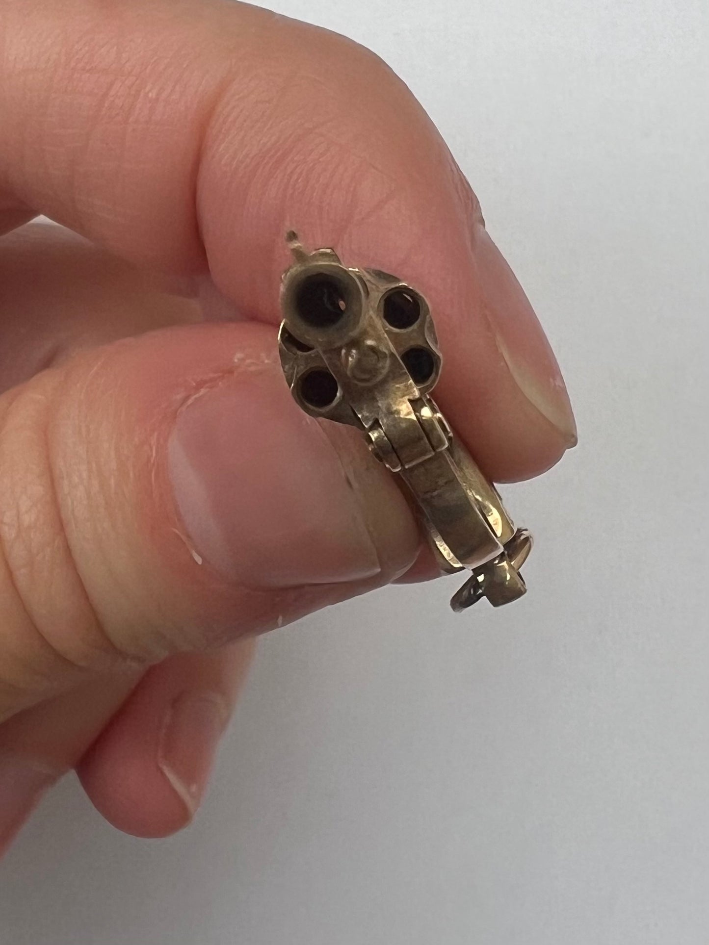 9ct Solid Gold Working Smith & Wesson Revolver Charm Pendant with Moving Parts - Reserved Pls Enquire