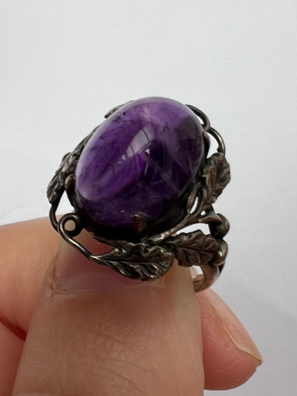 Arts & Crafts Silver Amethyst Ring