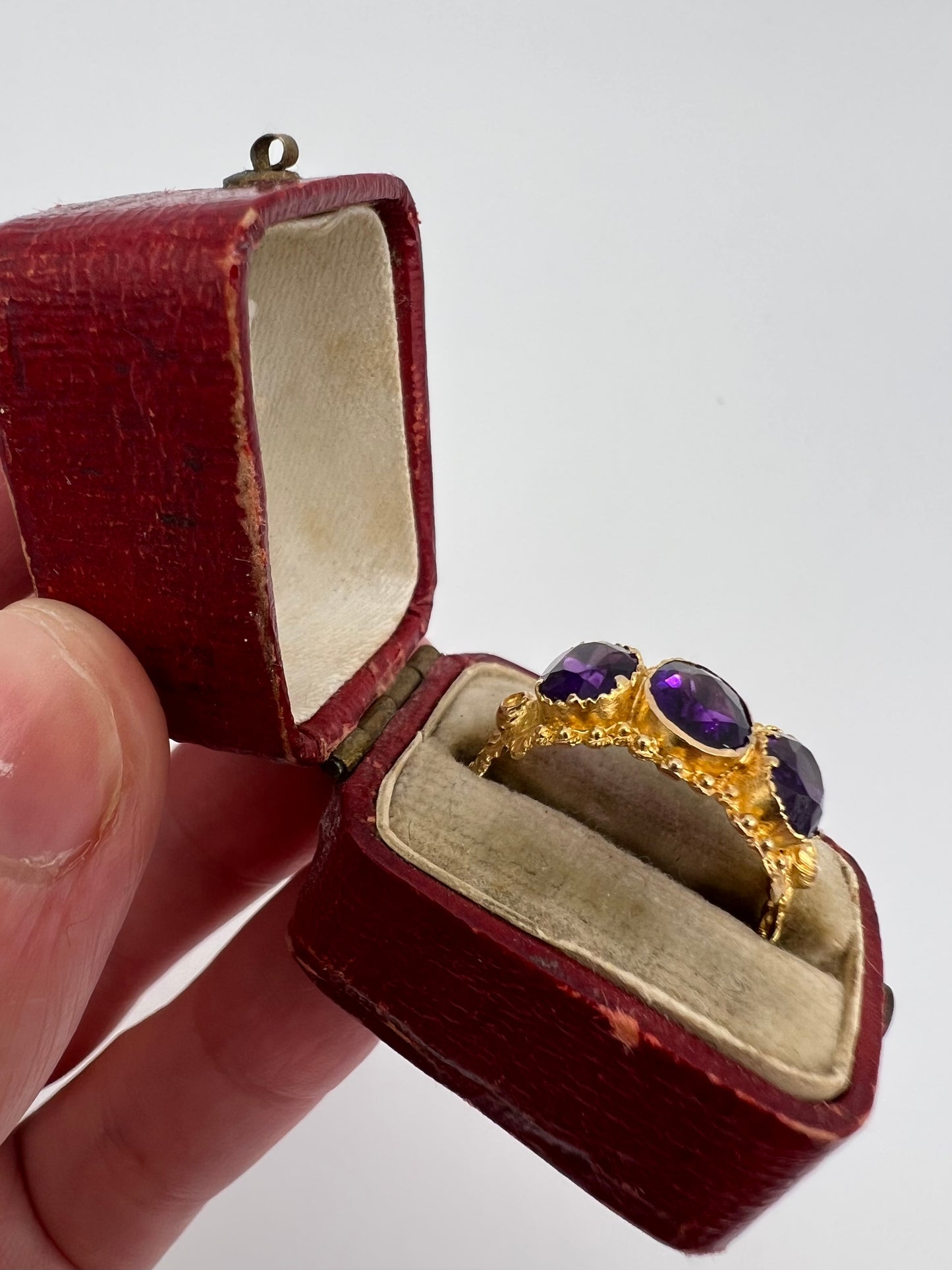 High Carat Gold Late Georgian Victorian 3 Stone Ring