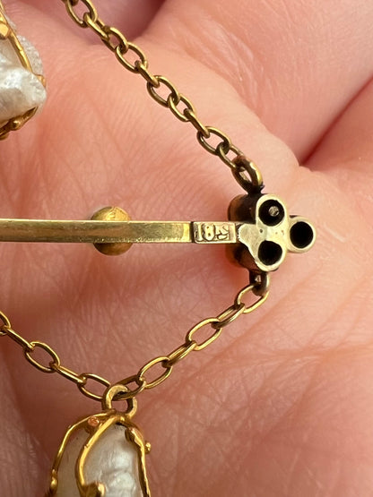 18ct Gold Arts & Crafts Pearl Turquoise Pendant Possibly Liberty