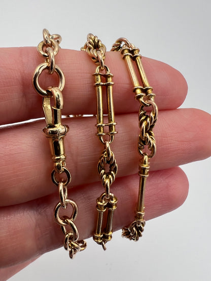 RESERVED - Please Enquire For Price - Fancy Trombone Fetter Link Albert Chain Necklace