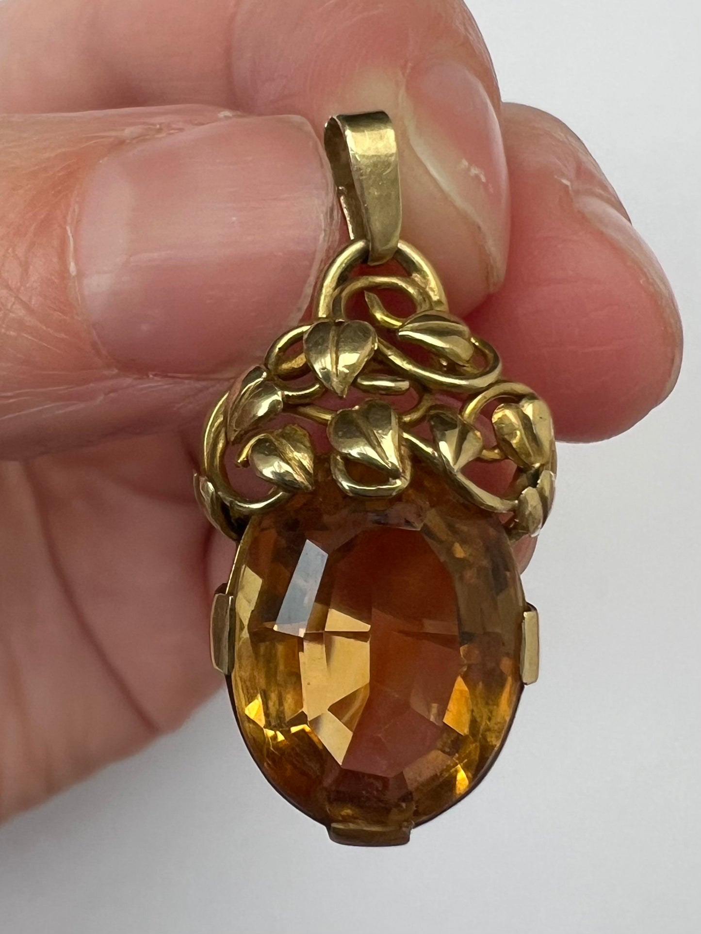 Reserved - please enquire Gold Arts & Crafts Topaz Pendant