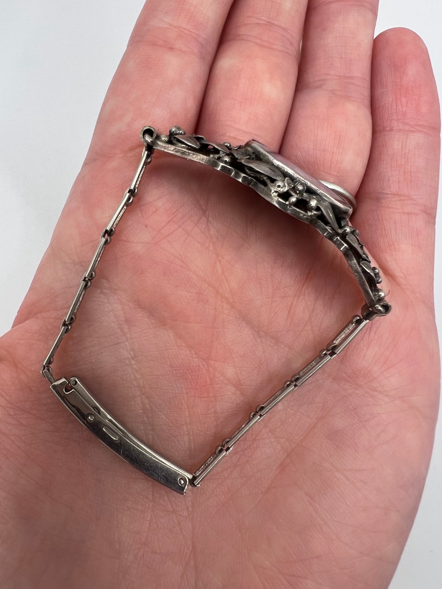 Rhona Wager Arts & Crafts Boulder Opal Silver Bracelet (Replacement steel strap)