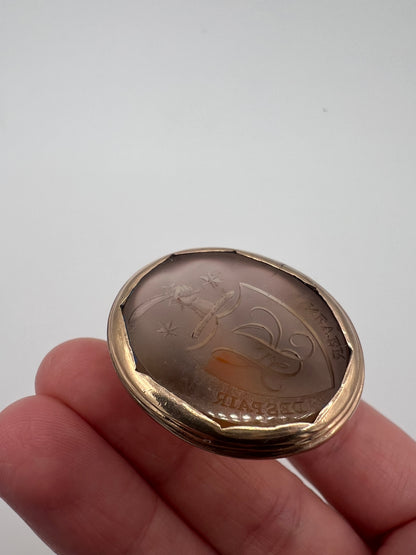 Very Large Georgian Agate Gold Intaglio Fob Seal "Never Despair"