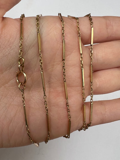 36" Very Long 18ct Gold Long Bar Link Chain