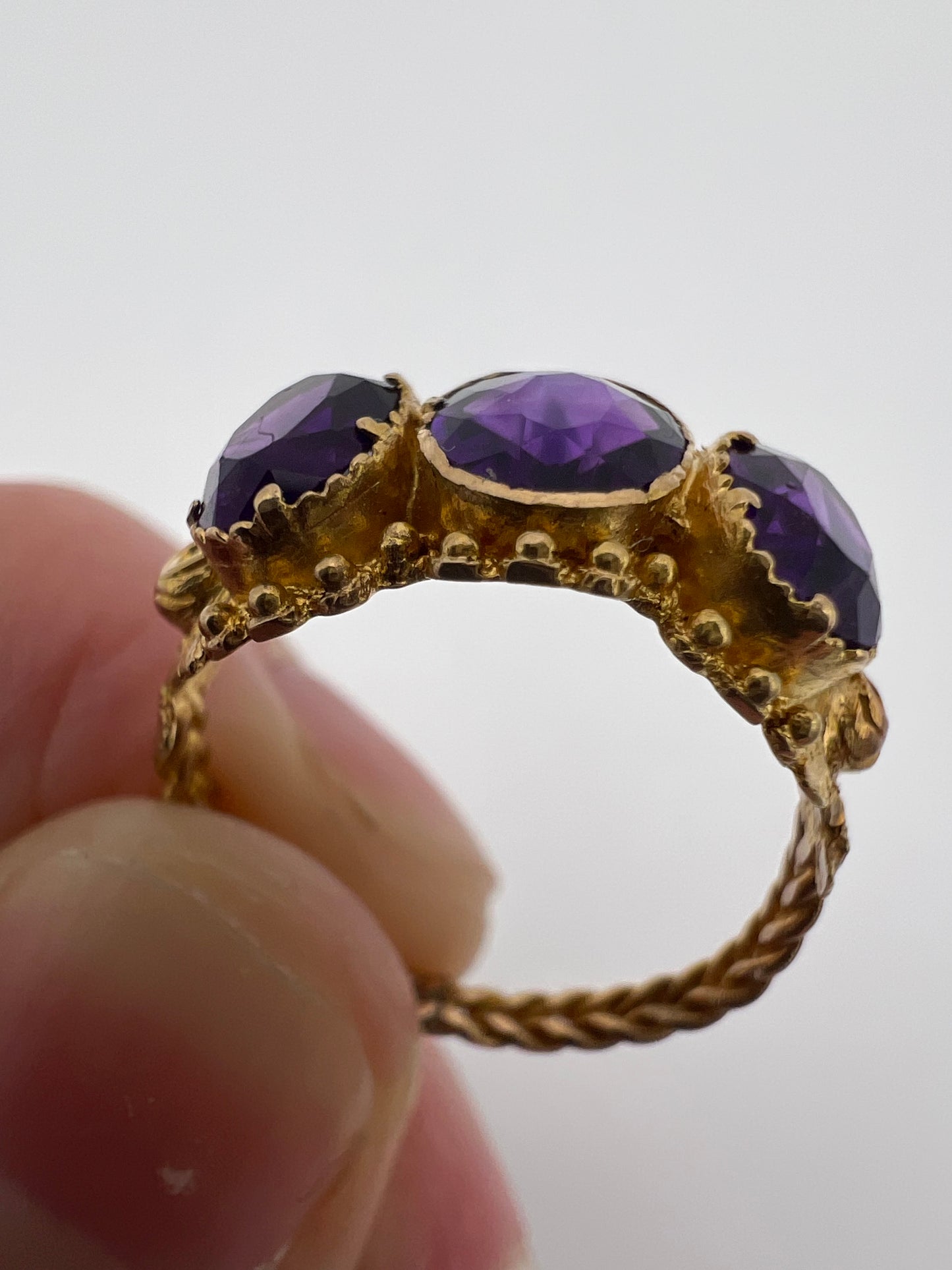 High Carat Gold Late Georgian Victorian 3 Stone Ring