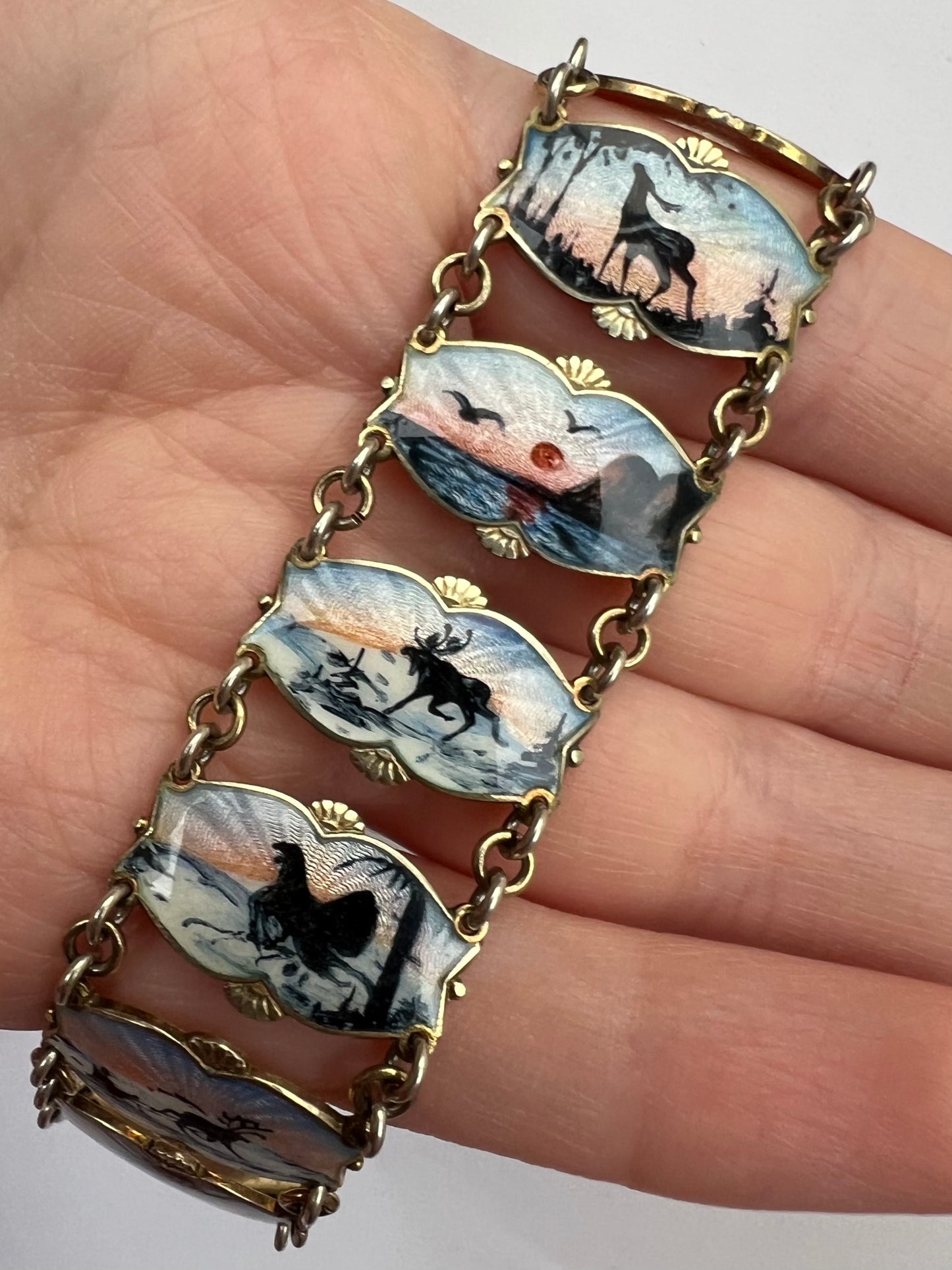 Aksel Holmsen Mid Century Norwegian Enamel Scandinavian Bracelet