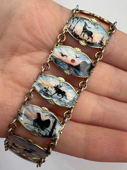 Aksel Holmsen Mid Century Norwegian Enamel Scandinavian Bracelet