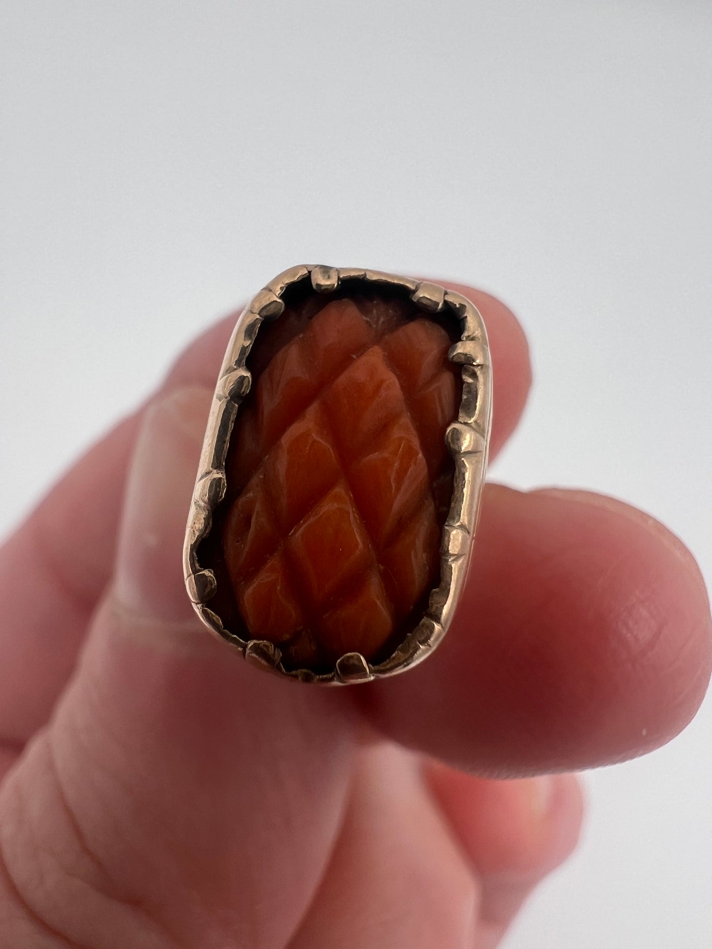 Tiny Georgian Coral Rose Gold Cased Fob Pendant