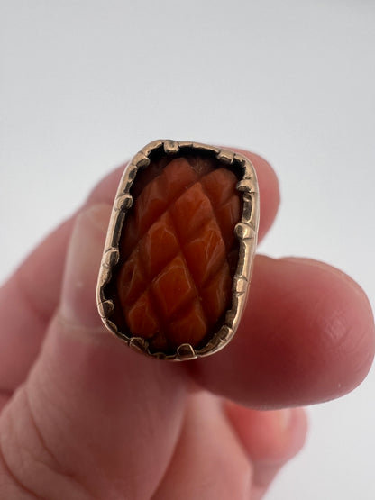 Tiny Georgian Coral Rose Gold Cased Fob Pendant