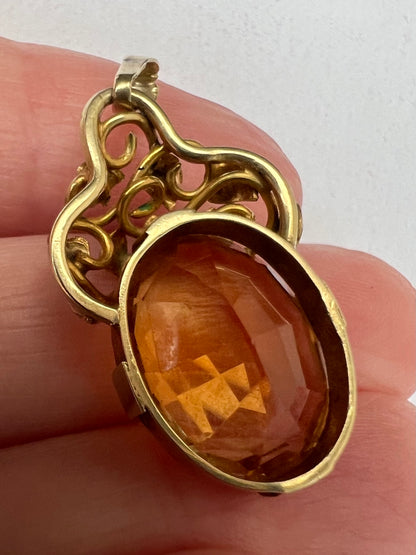 Reserved - please enquire Gold Arts & Crafts Topaz Pendant