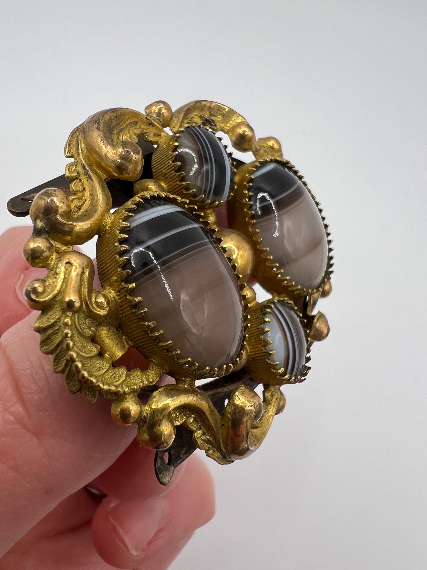 Pair William IV Bracelet Clasps on Later Victorian Embroidered Bracelets