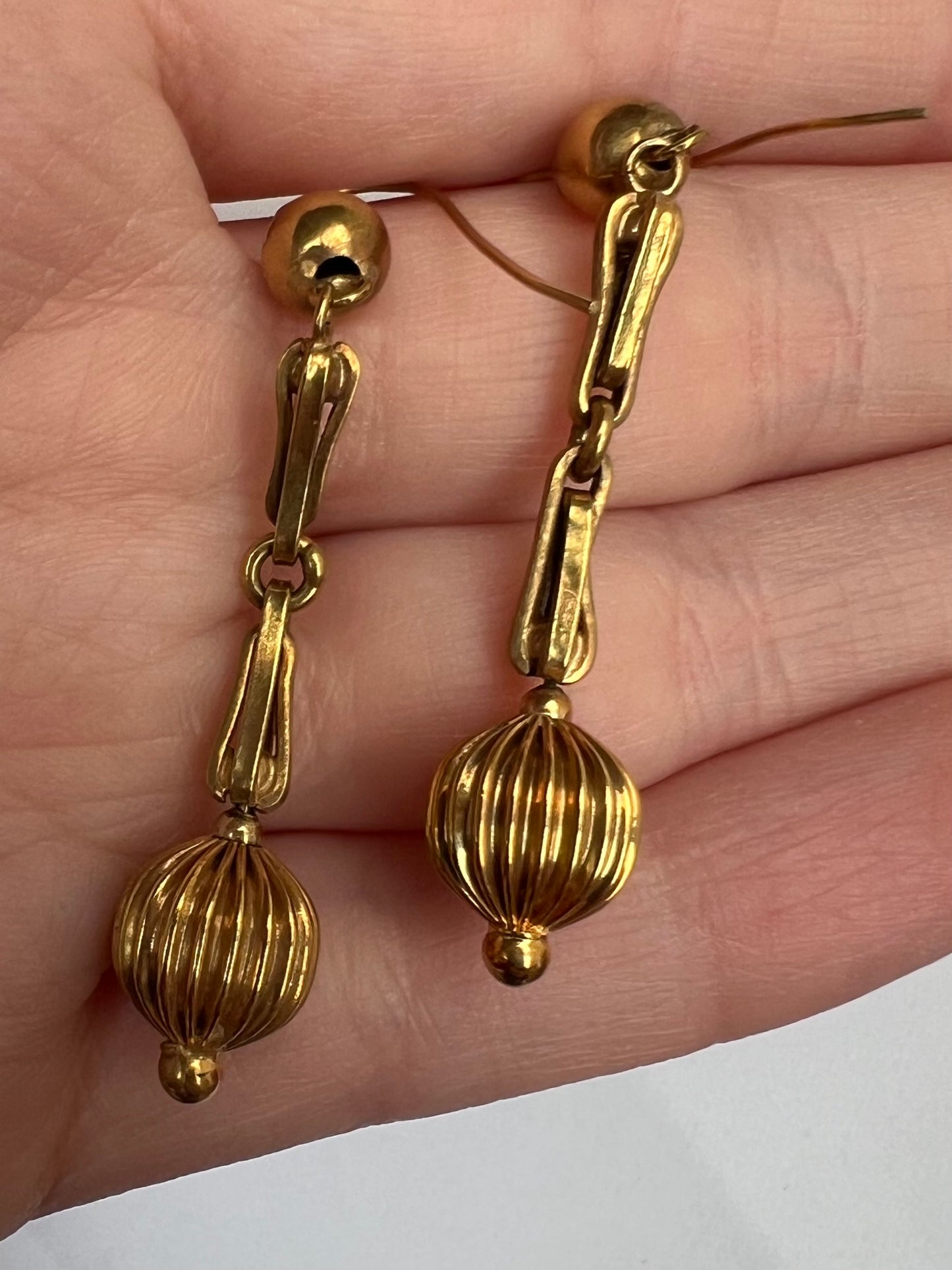 Typically Victorian Gold Ball Drop Dangly Earrings