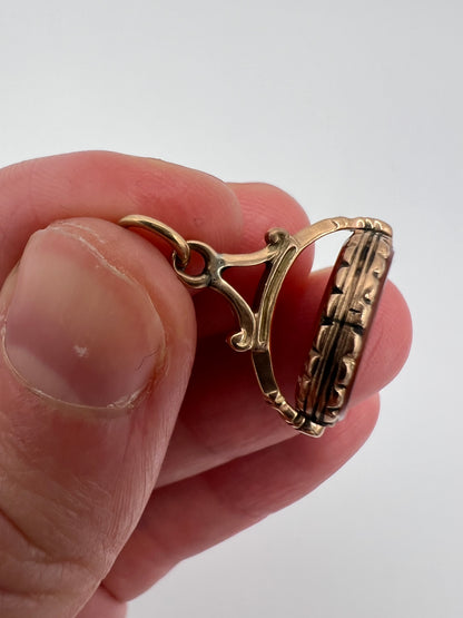 Carnelian And Gold Intaglio Small Size Fob Spinner Charm