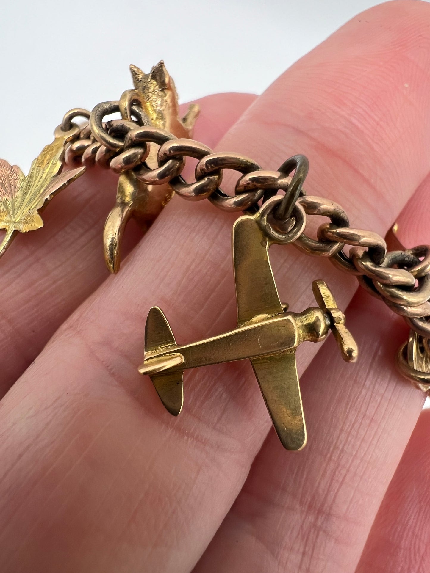Gold Charm Bracelet With Many Unusual and Rare Charms