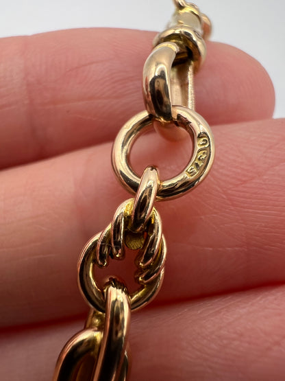 RESERVED - Please enquire for price - 9ct Gold Fancy Link Albert Bracelet With Dog Clip