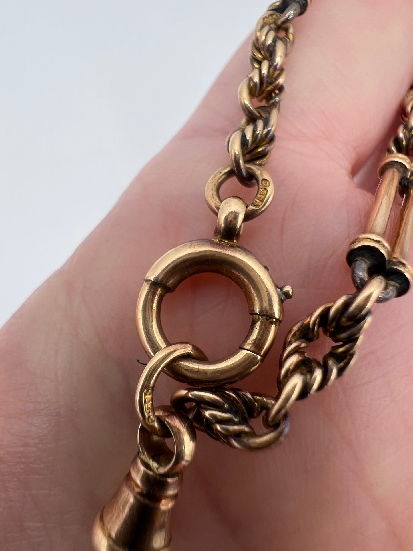 RESERVED - Please enquire for price - Fancy Paperclip Link Rose Gold Albert Chain