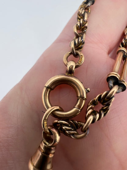 RESERVED - Please enquire for price - Fancy Paperclip Link Rose Gold Albert Chain