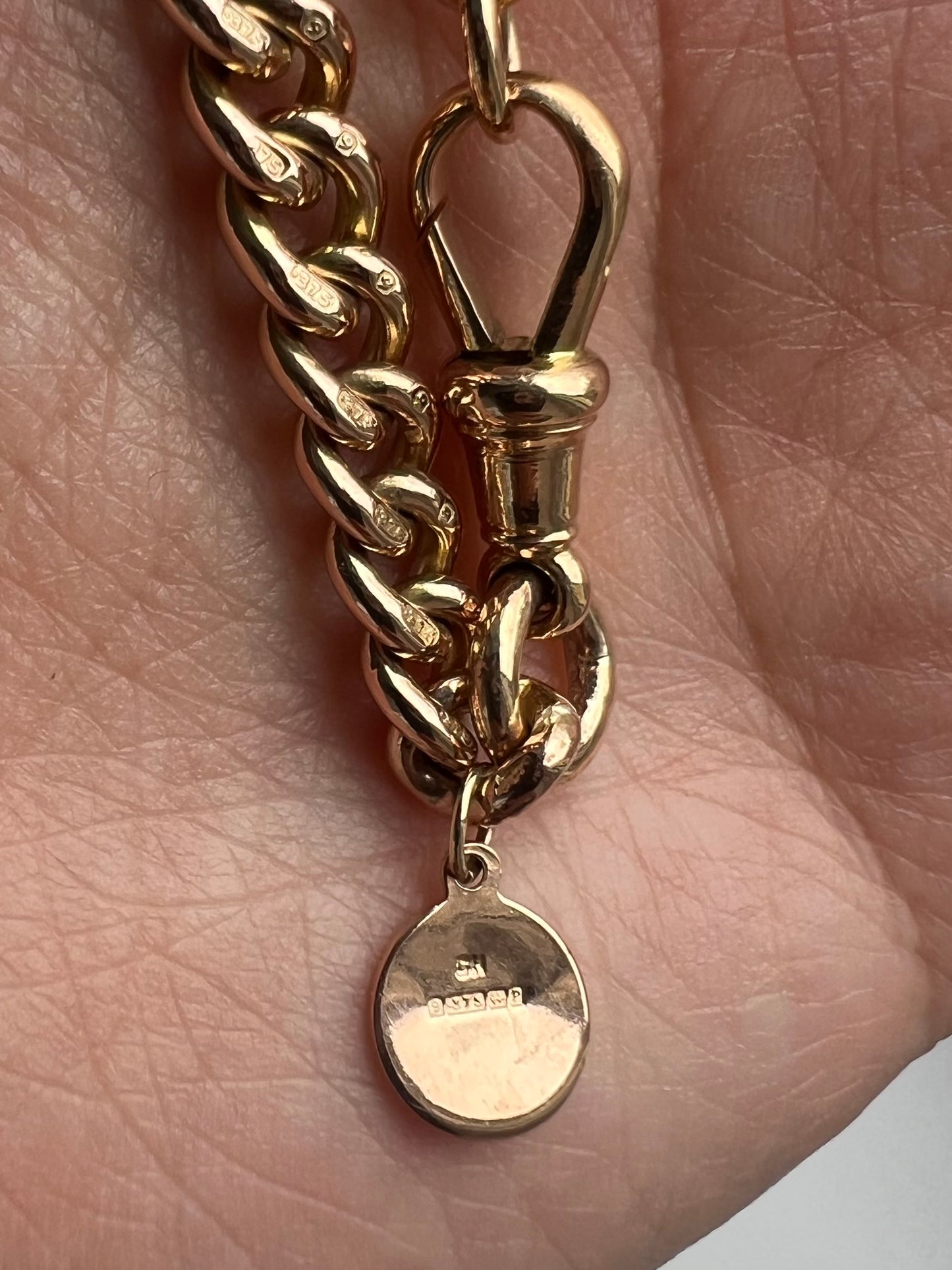 Antique Rose Gold Albert Chain Curb Link Chunky Bracelet Gents or Unisex
