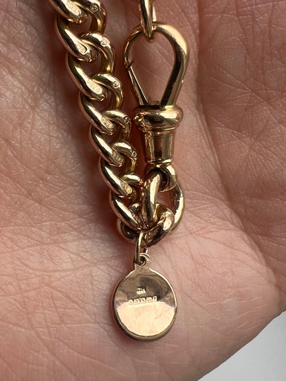 Antique Rose Gold Albert Chain Curb Link Chunky Bracelet Gents or Unisex
